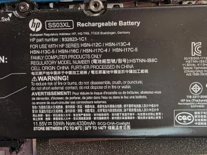 HP Laptop battery Series HSN-112C, HSN-113C-4, HSN-113C5, Part # 932823-1c1,