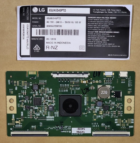 T-con board for LG TV, 65UK6540PTD, Part number 6870C-0750A