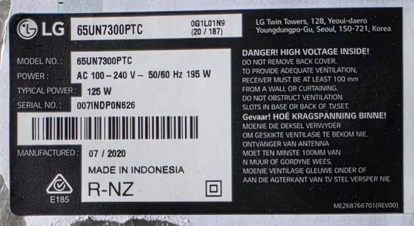 GENUINE LG 65UN7300 PTC.AAUFLJD MAIN BOARD EBT66477002 EAX69083603 - Image 3