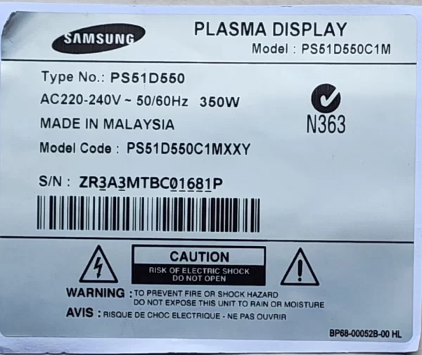 T- Con Board For Samsung TV PS51D550C1M, PS51D6900 TV LJ41-09390A LJ92-017 - Image 4