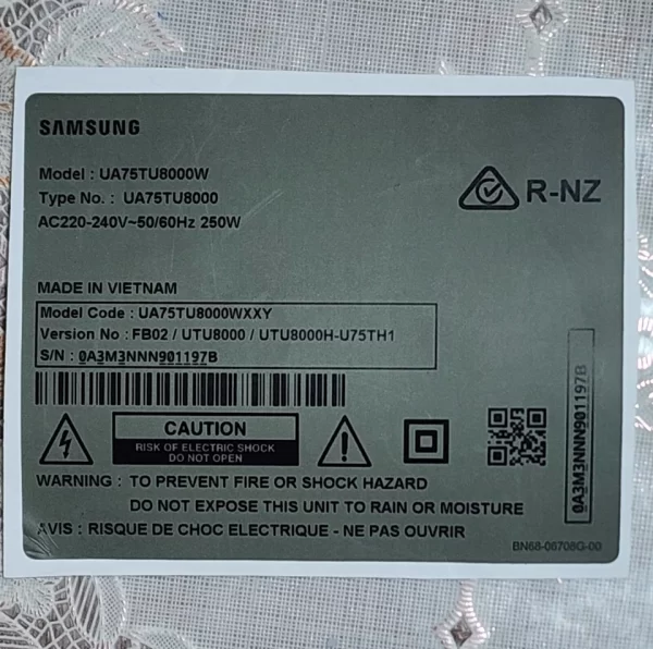 Samsung TV UA75TU8000W Power Board, BN95-06877A NLA; SAMSUNG TV 75" PANEL UA75TU - Image 3