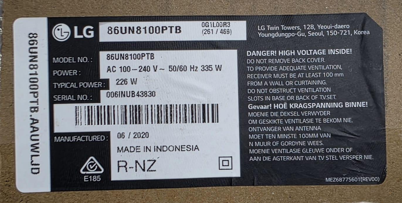 LG 86UN8100PTW IR Sensor Board - Image 3